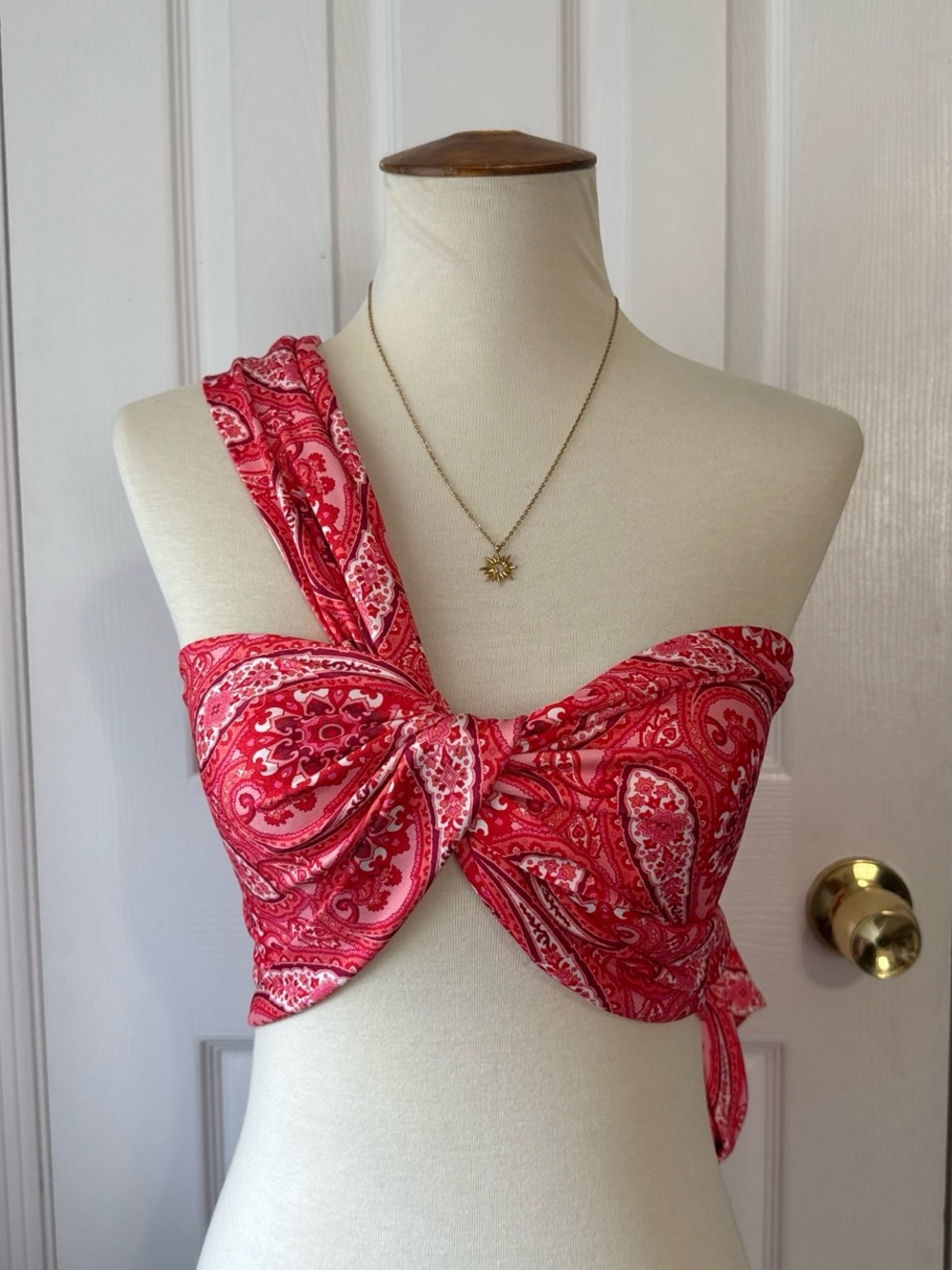 Princess Polly red & pink paisley multiway scarf top